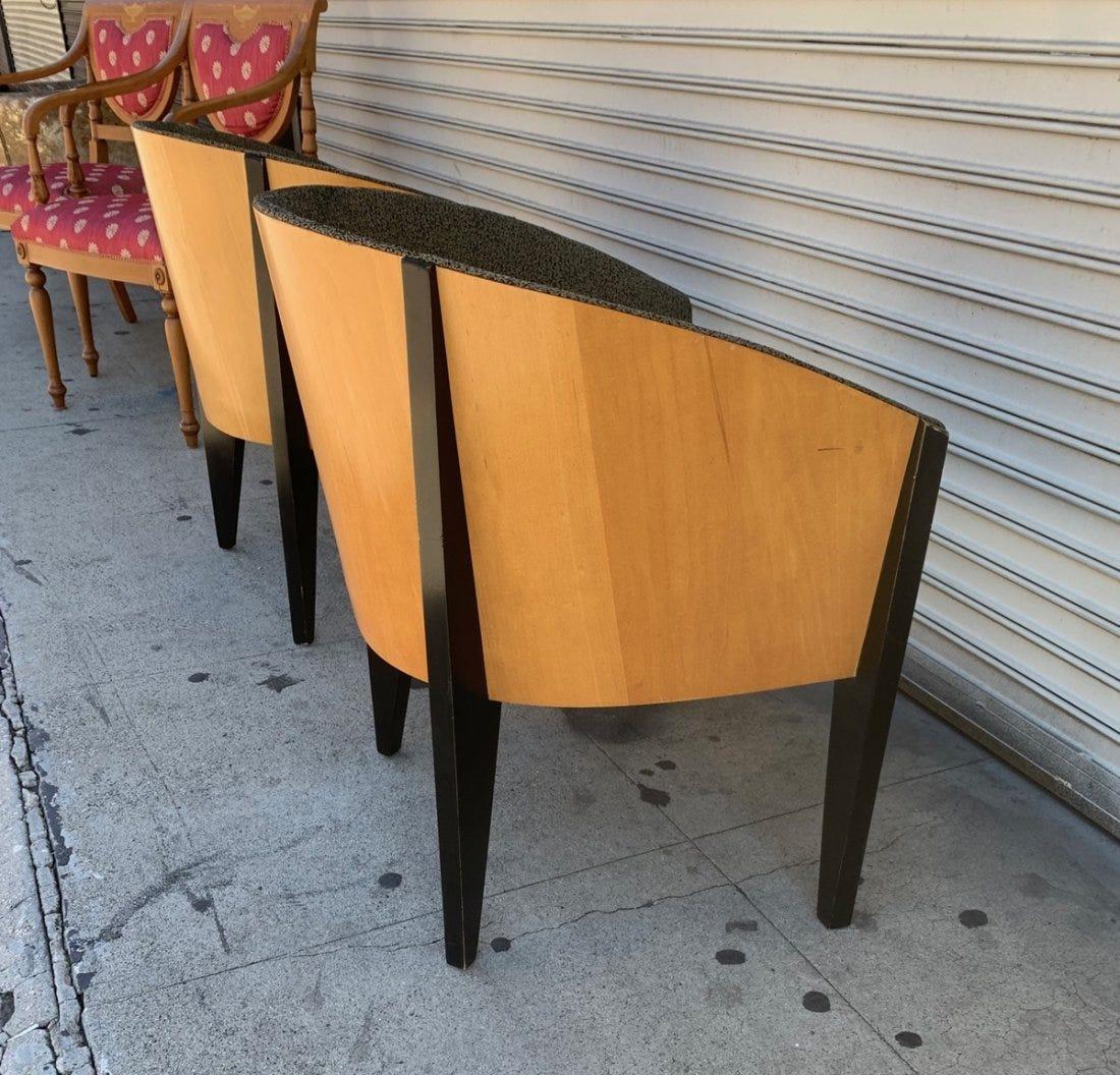 Mid-Century Modern 2 Club Chairs With Molded Wooden Backs by Bernhardt
