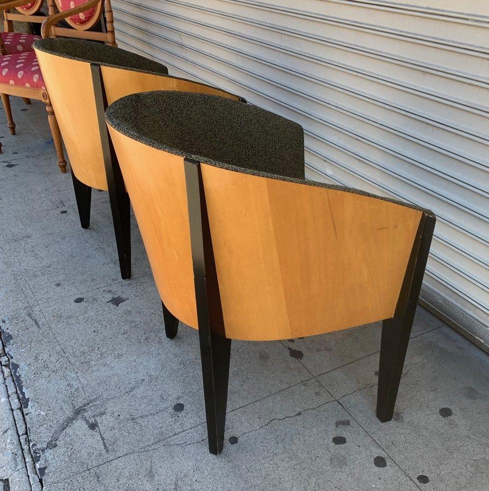American 2 Club Chairs With Molded Wooden Backs by Bernhardt