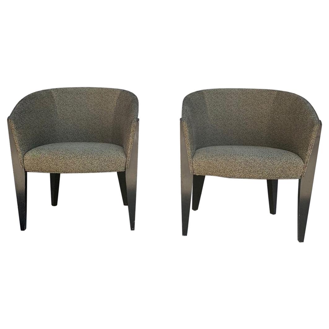2 Club Chairs With Molded Wooden Backs by Bernhardt