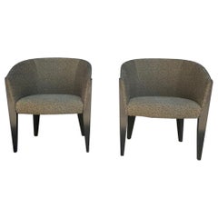 2 Club Chairs With Molded Wooden Backs by Bernhardt