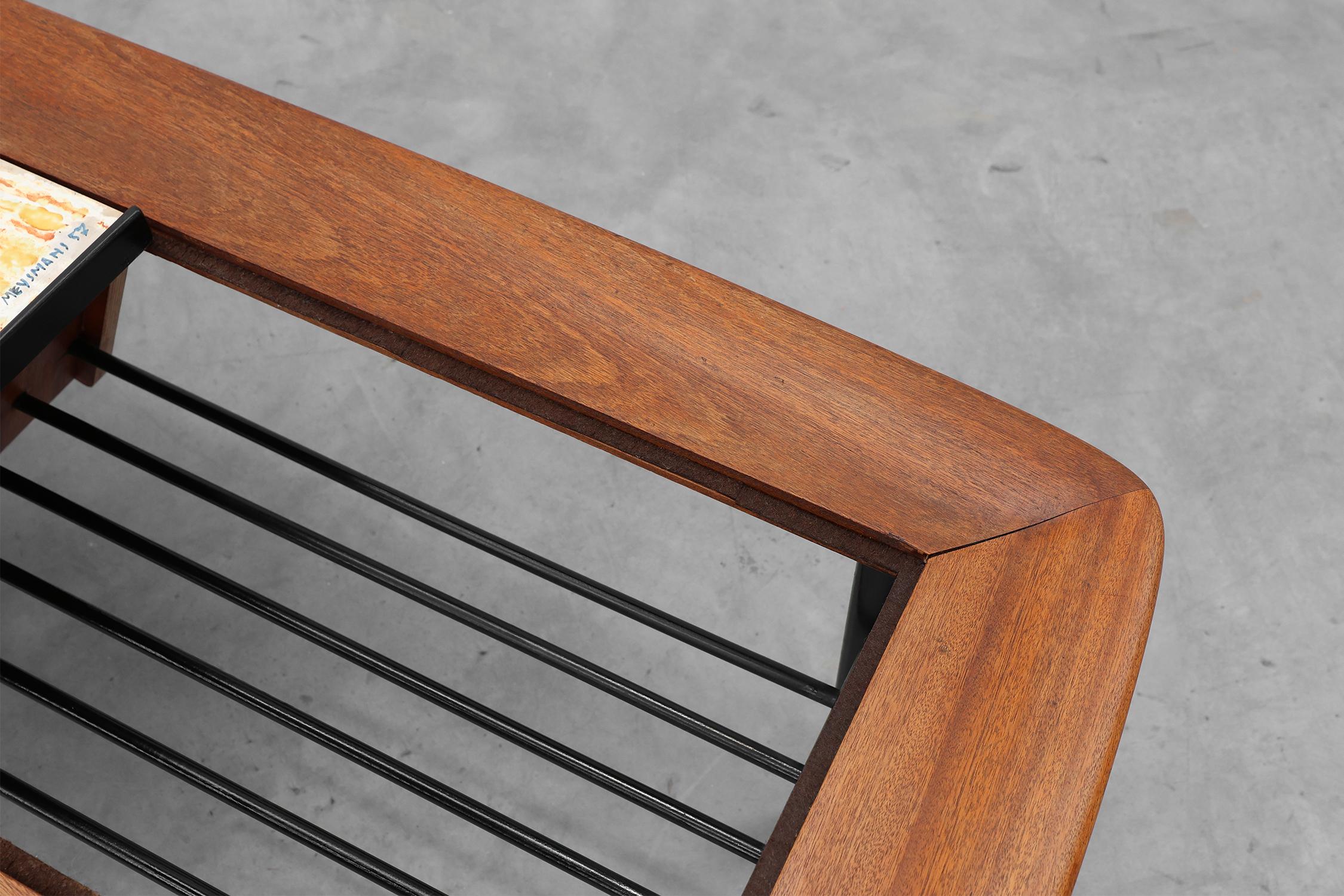 2 Coffee Tables model 210, teak wood and ceramic, by Alfred Hendrickx, Belform en vente 3