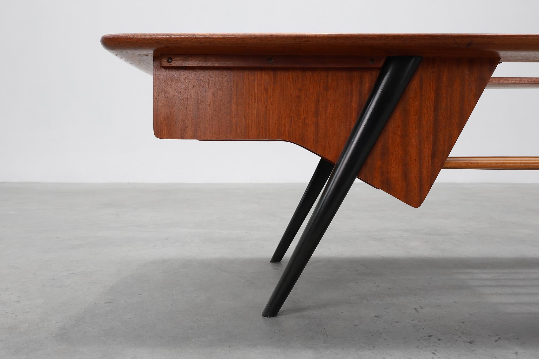 2 Coffee Tables model 210, teak wood and ceramic, by Alfred Hendrickx, Belform en vente 7