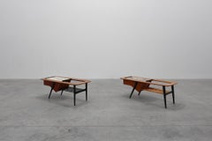 2 Coffee Tables model 210, teak wood and ceramic, by Alfred Hendrickx, Belform