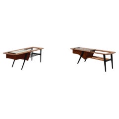 2 Coffee Tables model 210, teak wood and ceramic, by Alfred Hendrickx, Belform