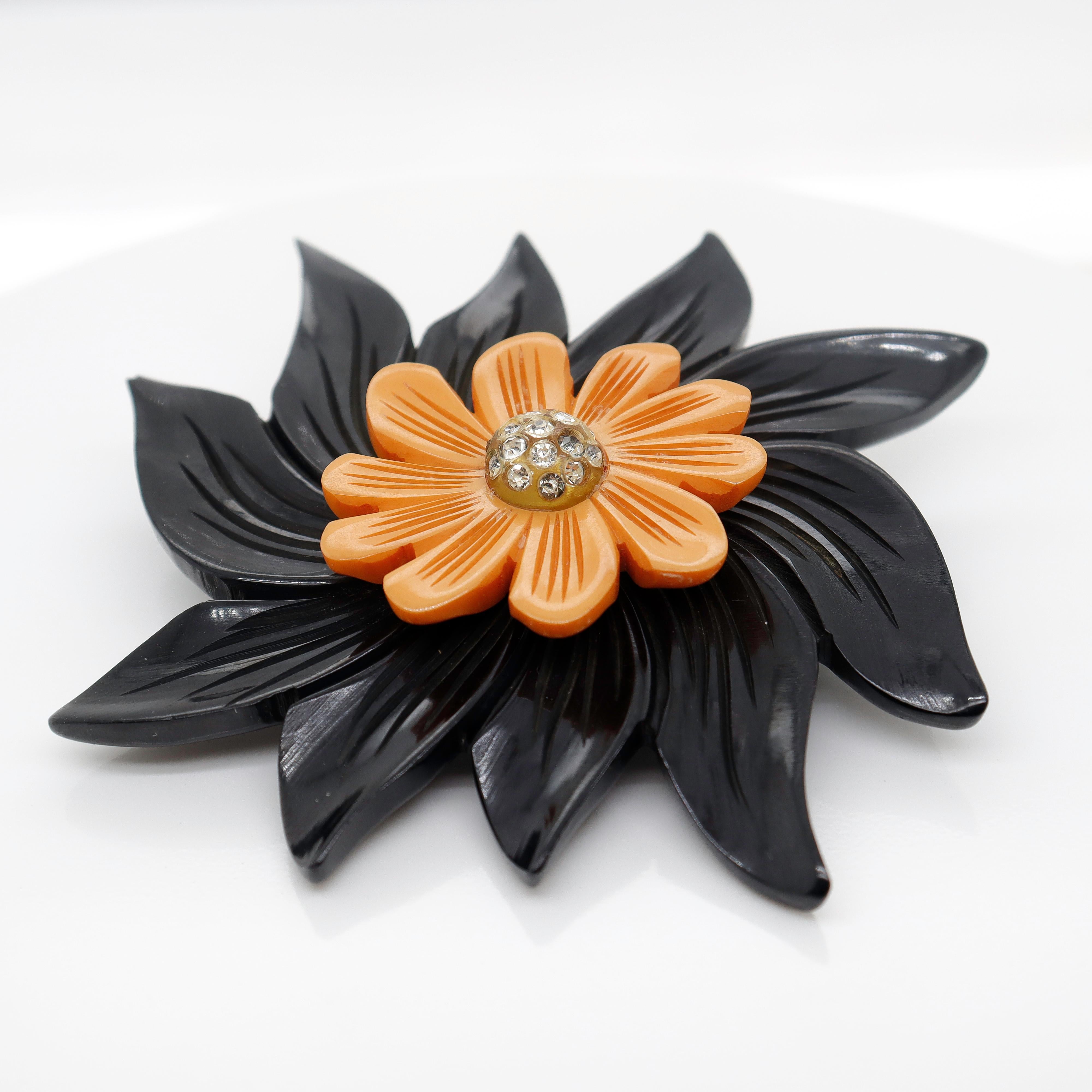 orange flower pin