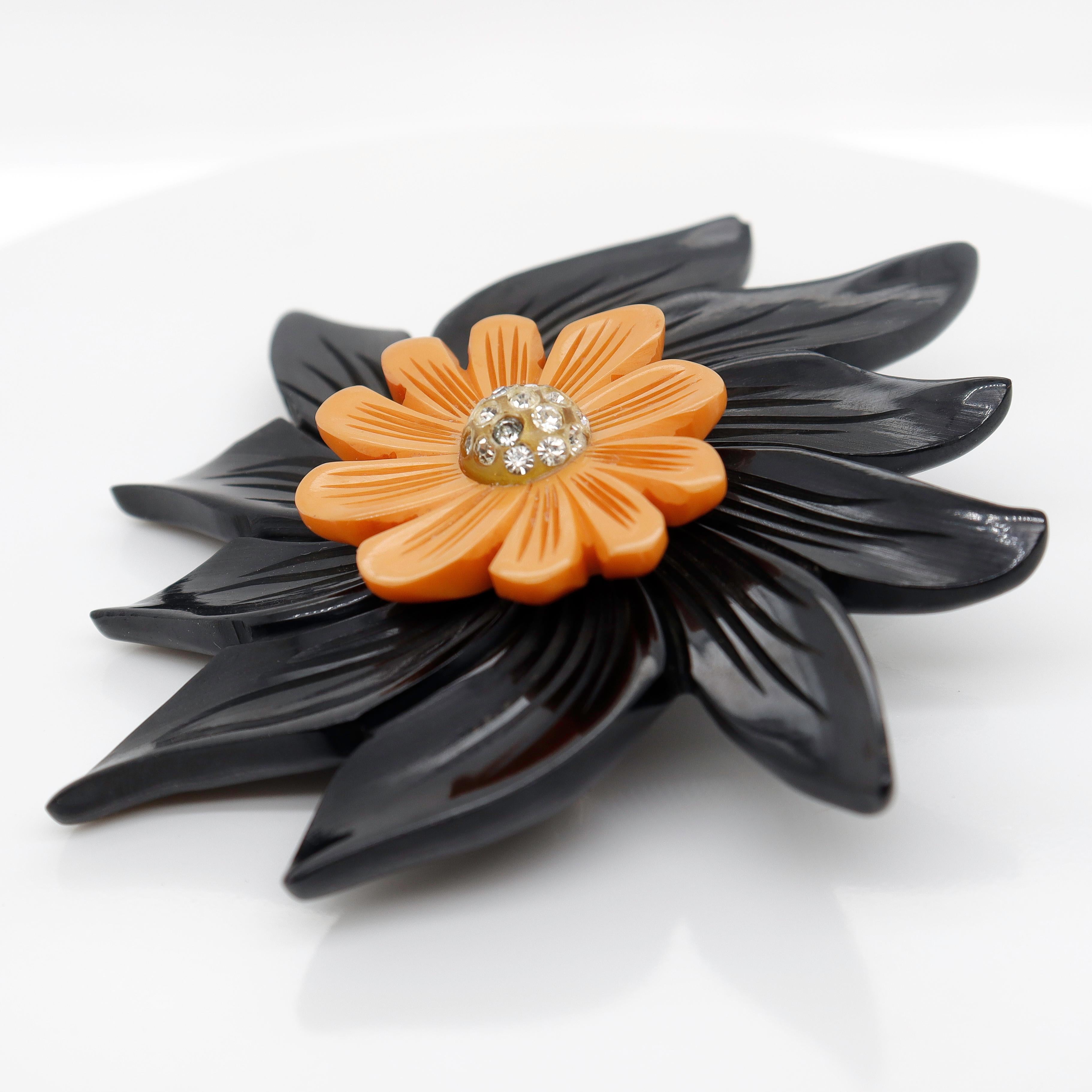 orange flower pin