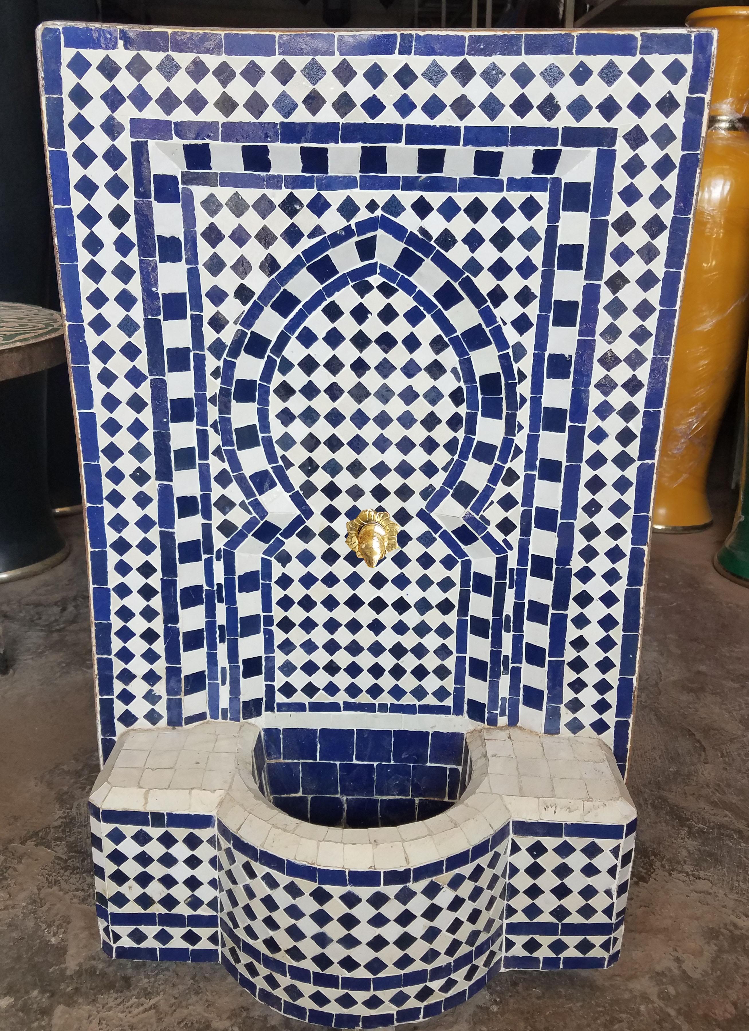 Contemporary 2 Color Moroccan Mosaic Mini Fountain, Marrakech 5