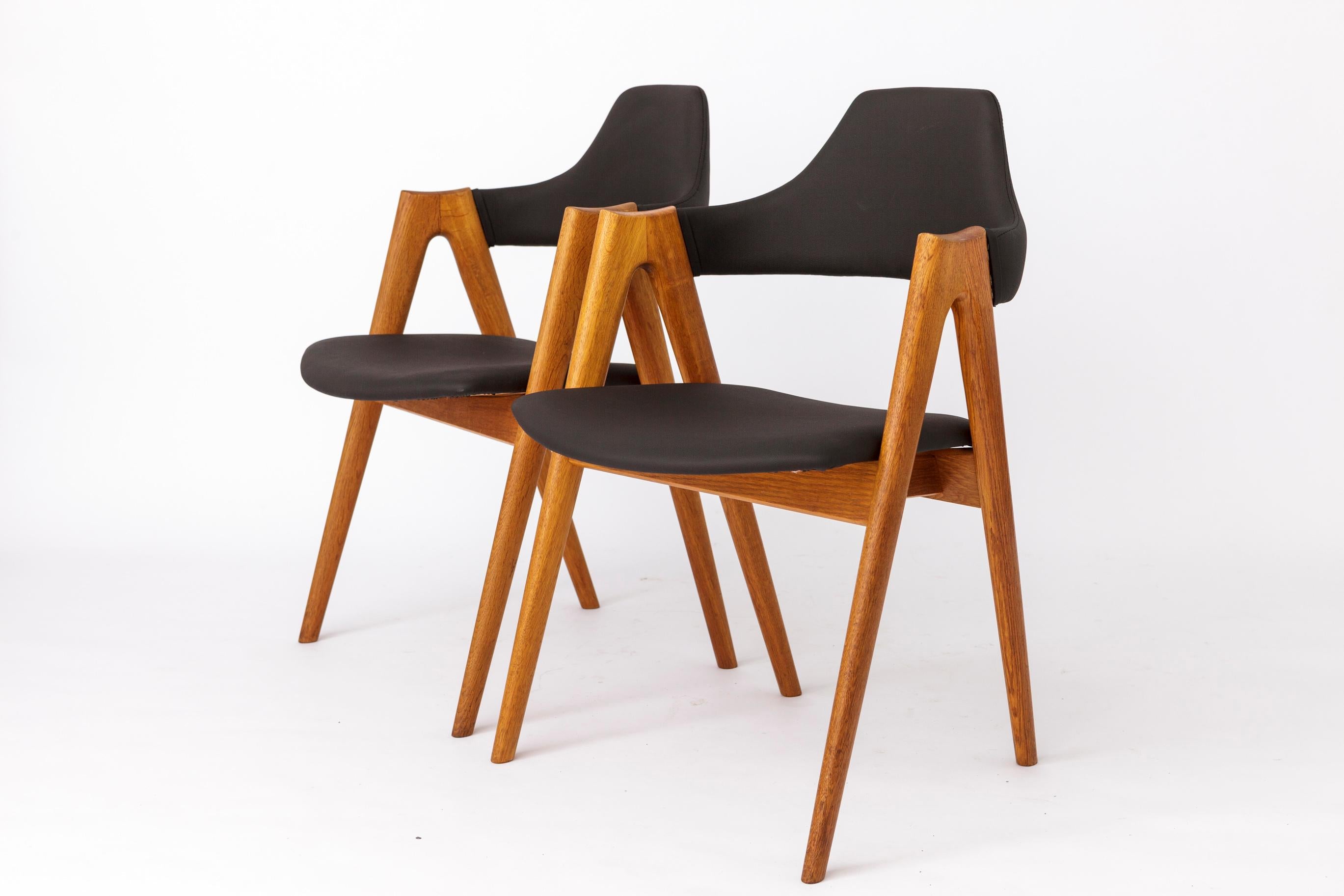 2 sedie da pranzo in teak Compass, anni '60, di Kai Kristiansen per SVA Møbler, Set di 2 In condizioni buone in vendita a Hannover, DE
