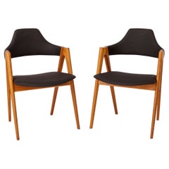 Vintage 2 Compass Teak Dining Chairs, 1960s, by Kai Kristiansen for Sva Møbler, Set of 2