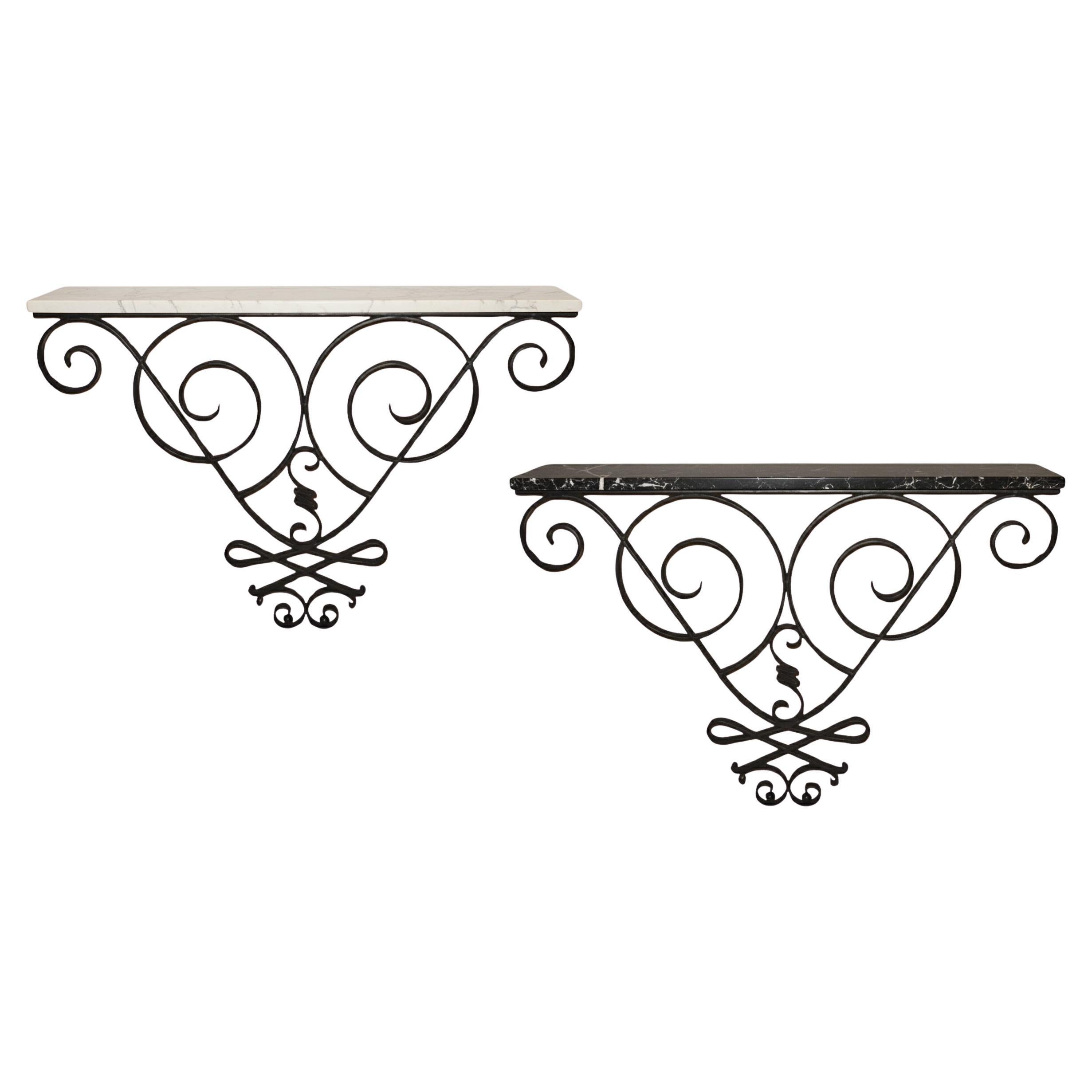 2 Consoles Art Deco, 1930, France (Attributed Raymond Subes) For Sale