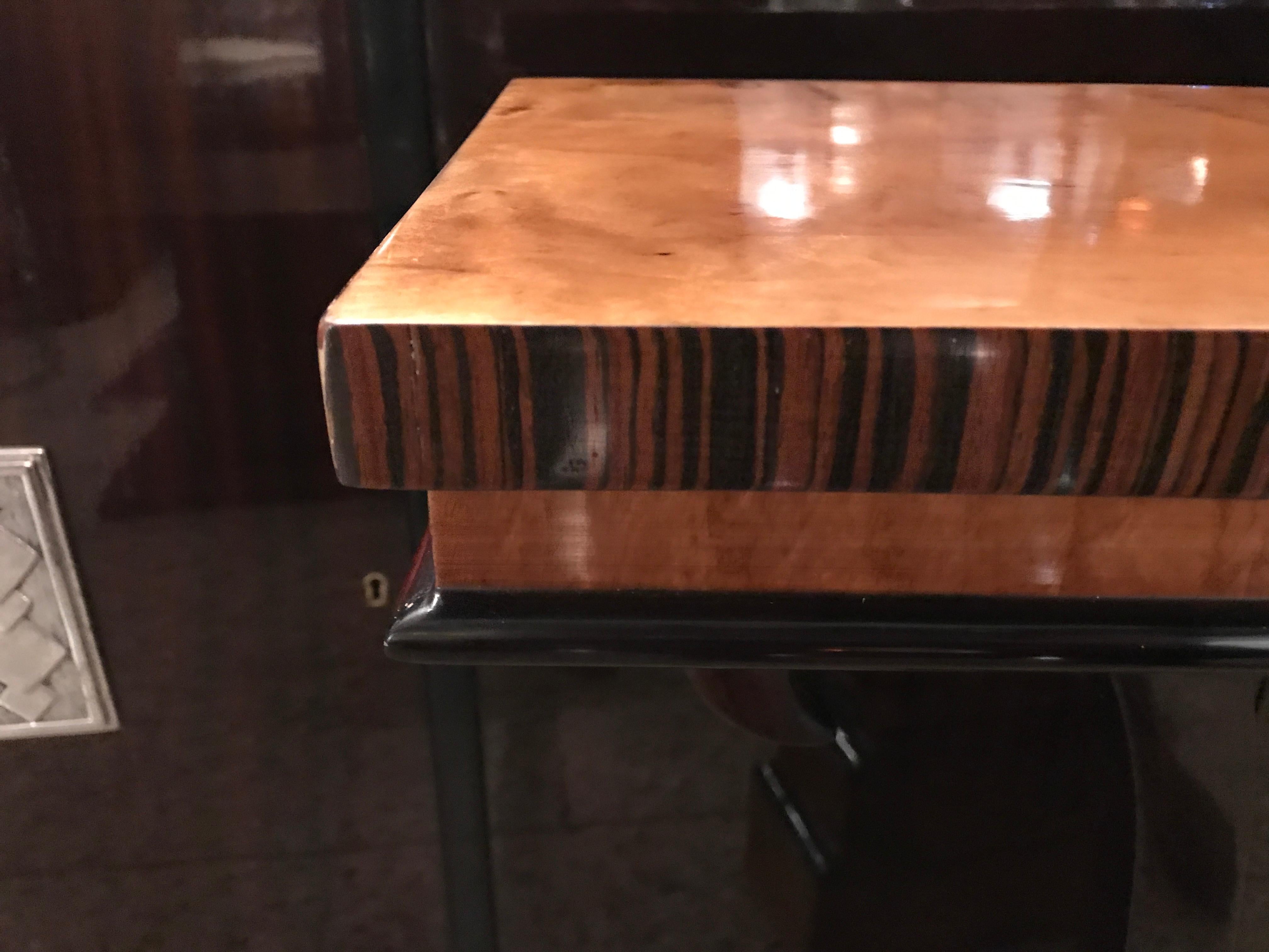 2 Konsolen im Art-déco-Stil aus Holz und polyurethanischem Lack, Französisch 1925 1