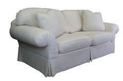 2 Contemporary Overstuffed Cotton Upholstered Rolled Arm Lounge Sofa Couch 90"
