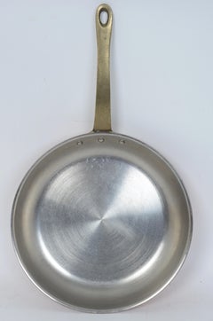 2 Copper Fry Pans, 1-10.5", 1-9.5", Both With Tinned Interiors and Brass Handles