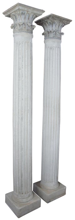 2 Corinthian Architectural Stone Columns Concrete Acanthus Roman Greek Pillar