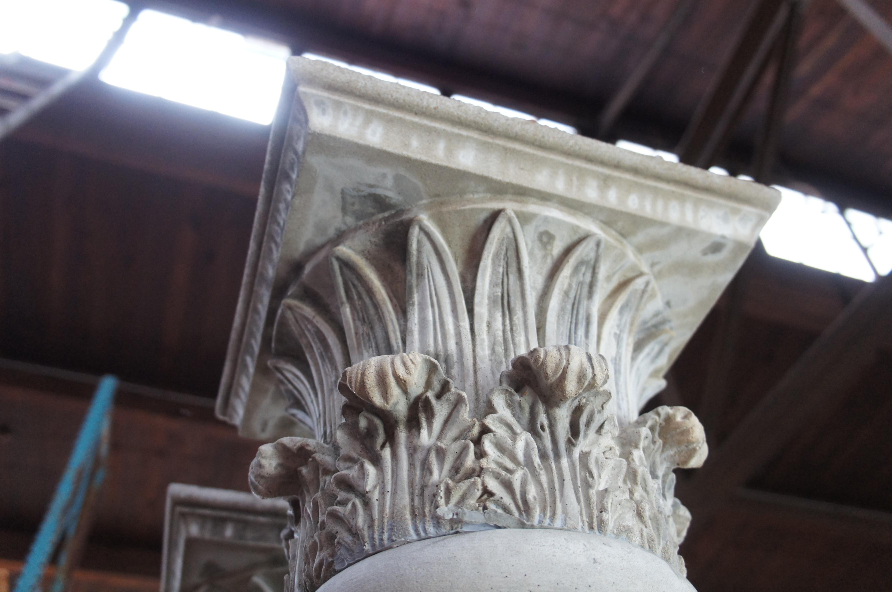Classical Greek 2 Corinthian Architectural Stone Columns Concrete Acanthus Roman Greek Pillar