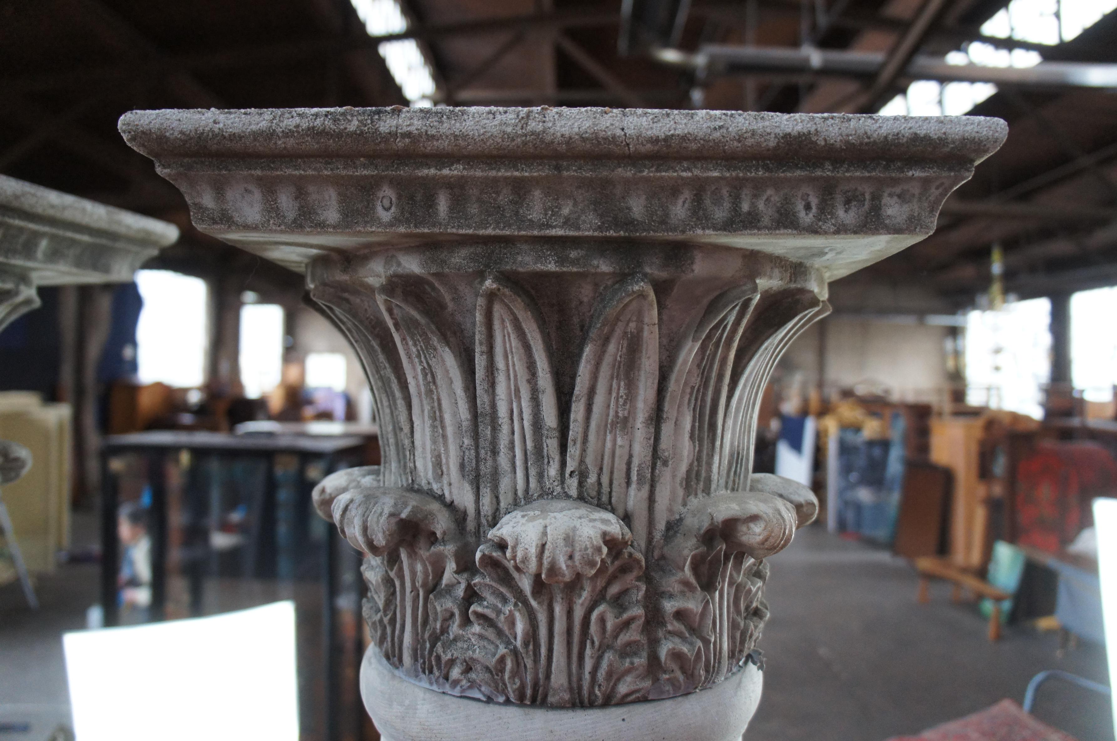 Cast 2 Corinthian Architectural Stone Columns Concrete Acanthus Roman Greek Pillar