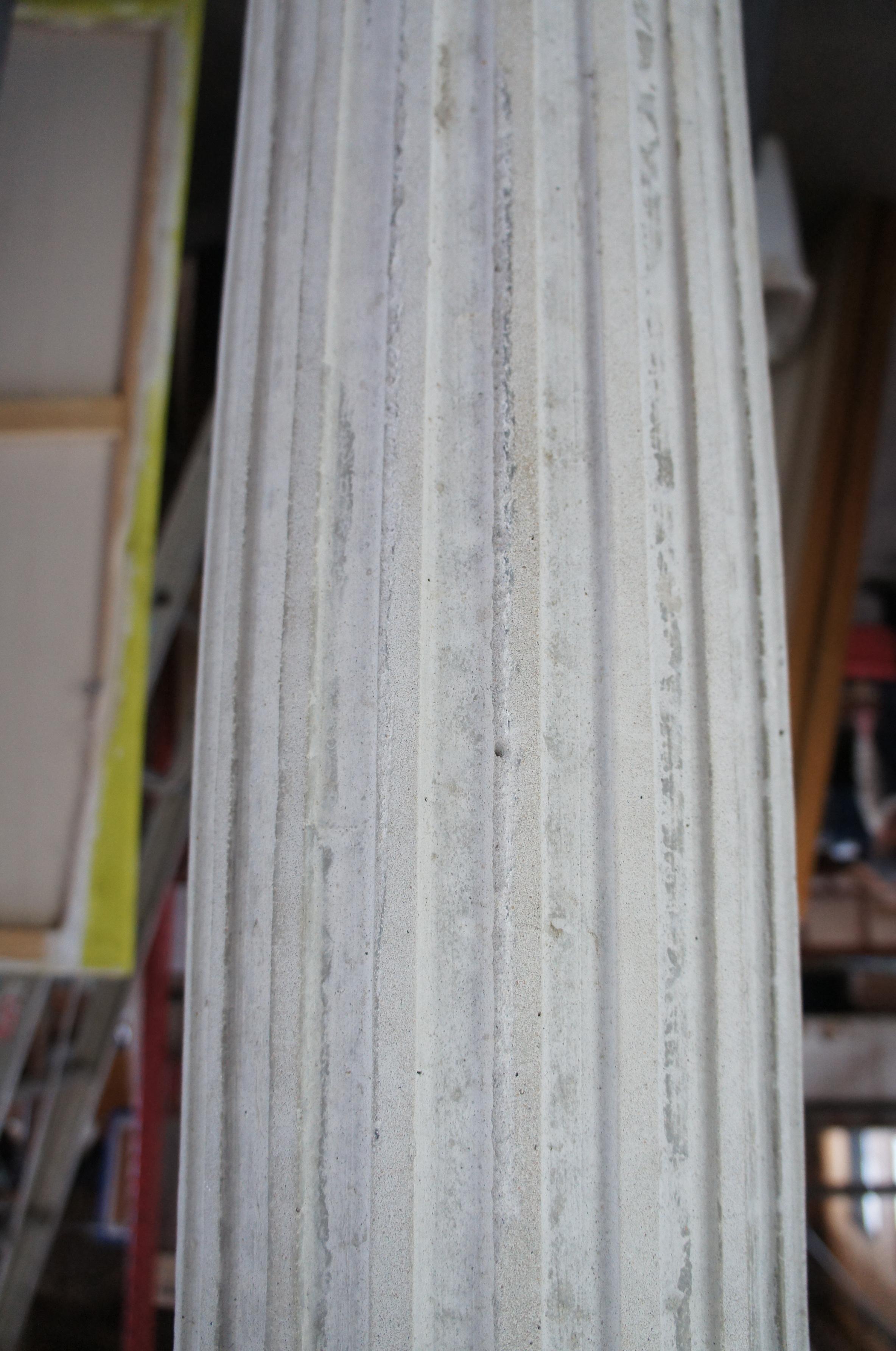 20th Century 2 Corinthian Architectural Stone Columns Concrete Acanthus Roman Greek Pillar