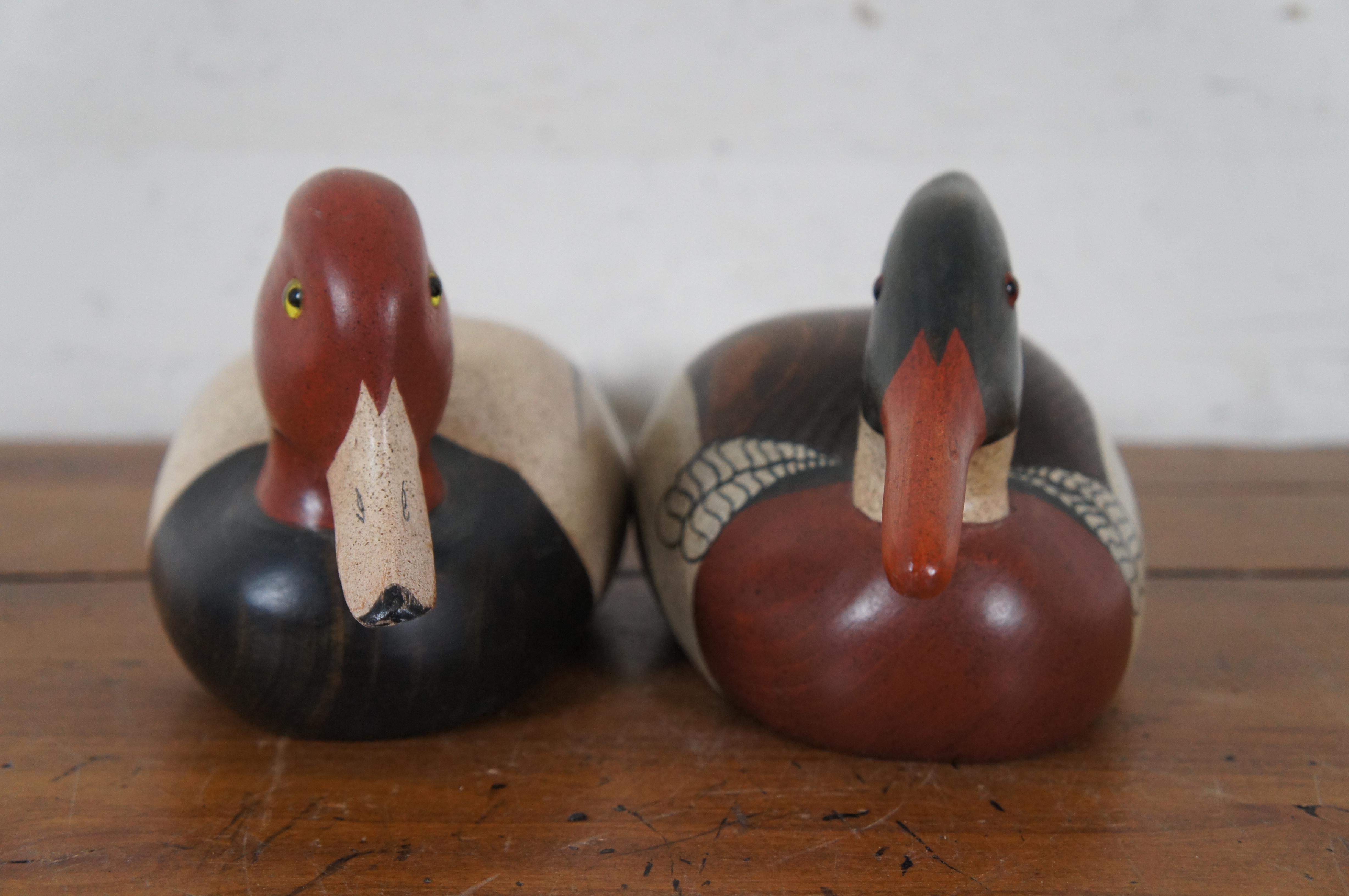 2 Craig Fellows Big Sky Carvers signés Mallard Drake Duck Decoys 11