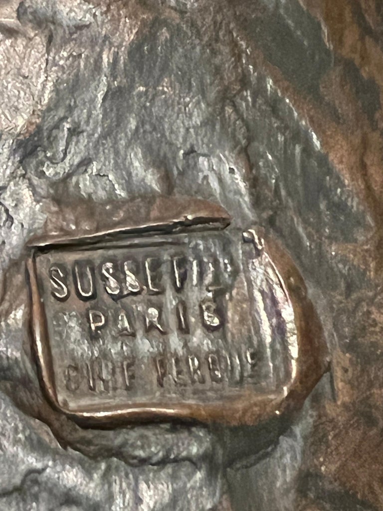 View of 2 Crane Bird Material, Bronze and Marble Sign, Susse Freres, France ...