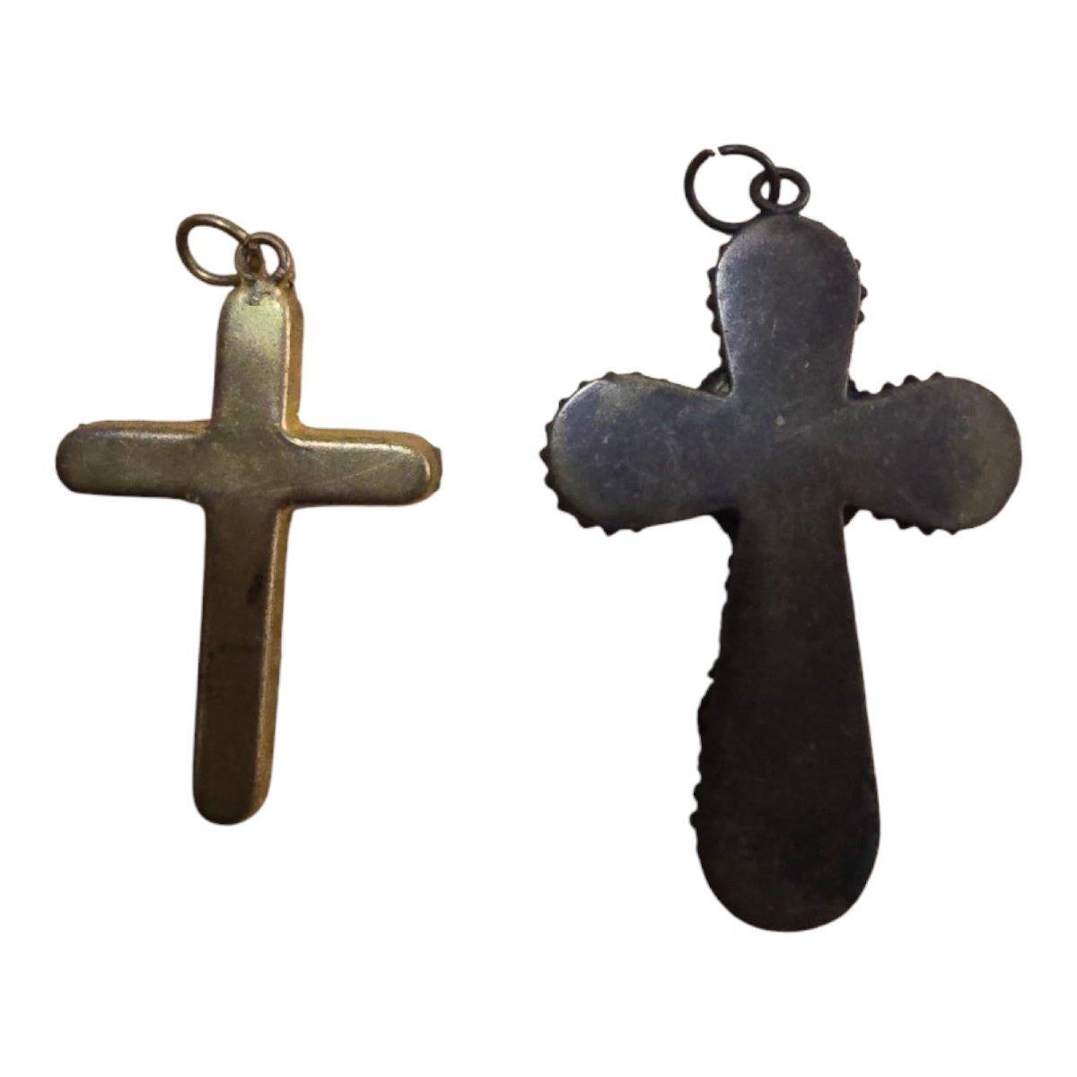 Métal 2 croix avec micromosaïque - Rome, 19e siècle en vente