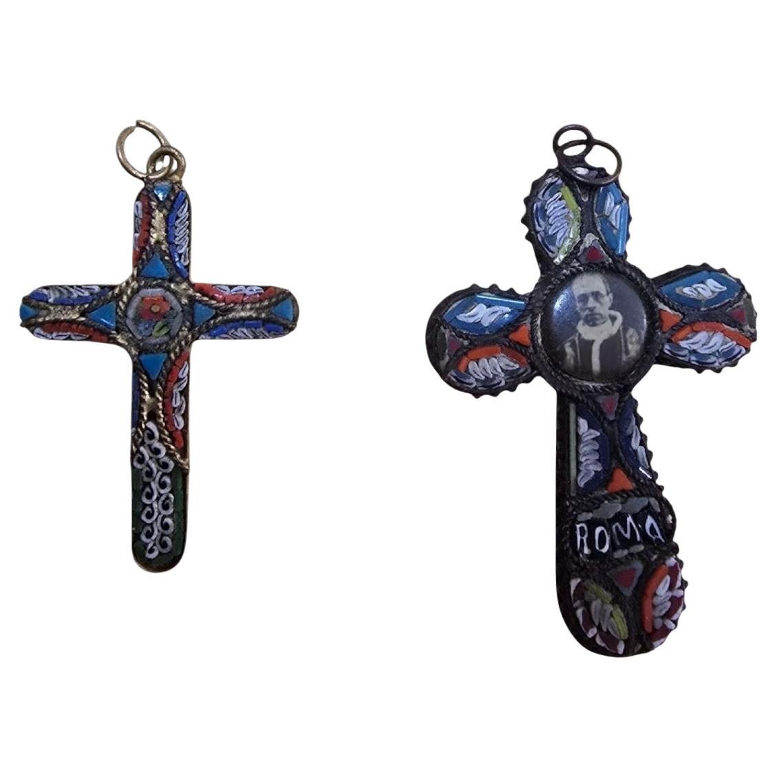 2 Crosses with Micromosaic – Rome, 19th Century