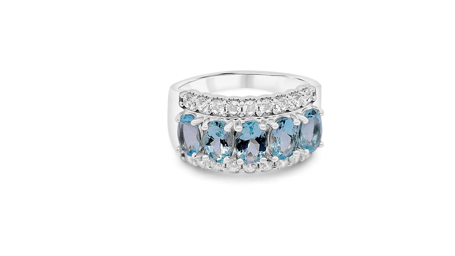 Art Deco 2 Ct Aquamarine Halo Cocktail Ring 925 Sterling Silver Bridal Engagement Ring  For Sale