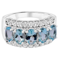 Used 2 Ct Aquamarine Halo Cocktail Ring 925 Sterling Silver Bridal Engagement Ring 