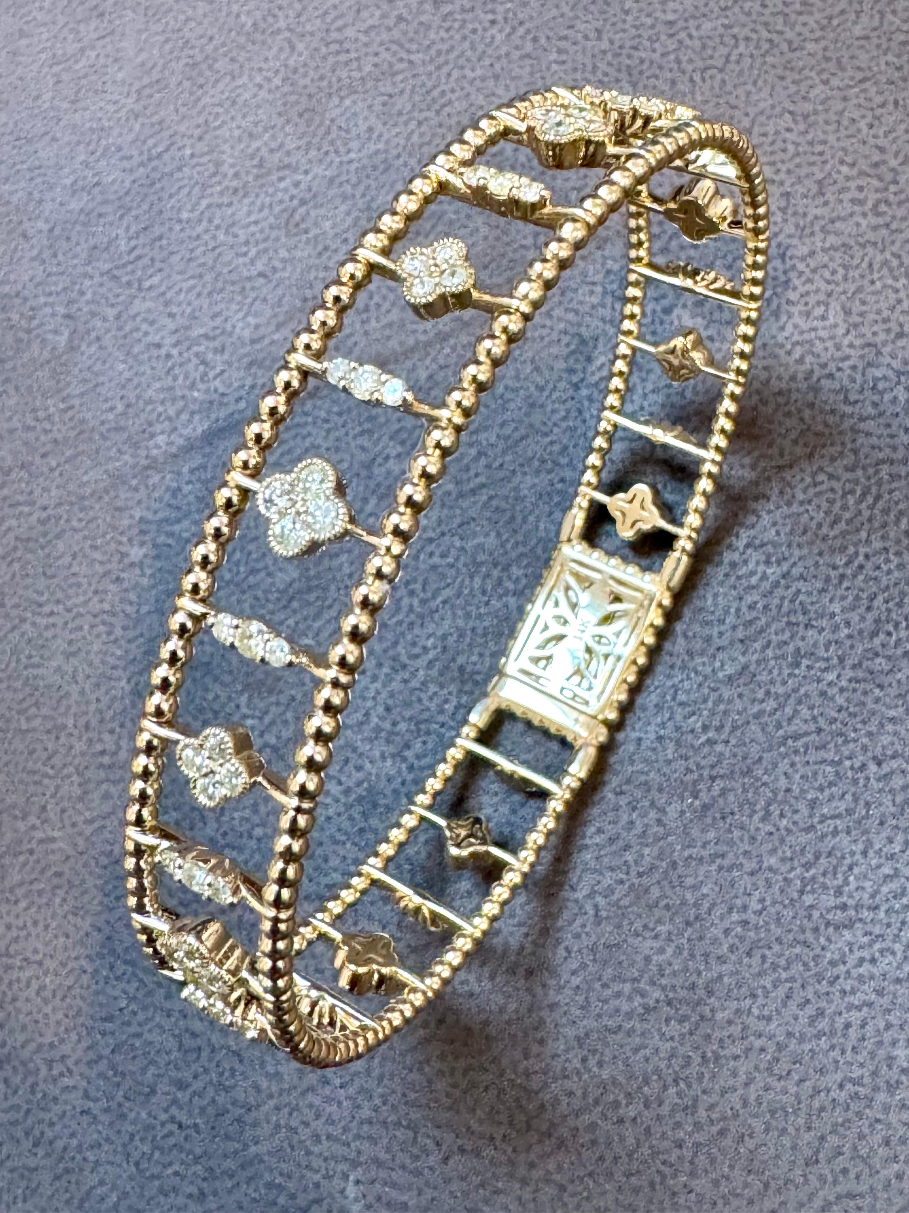 2 Ct Brilliant Cut Diamond Metro Women 14 Kt Yellow Gold Diamond Bangle Bracelet 12