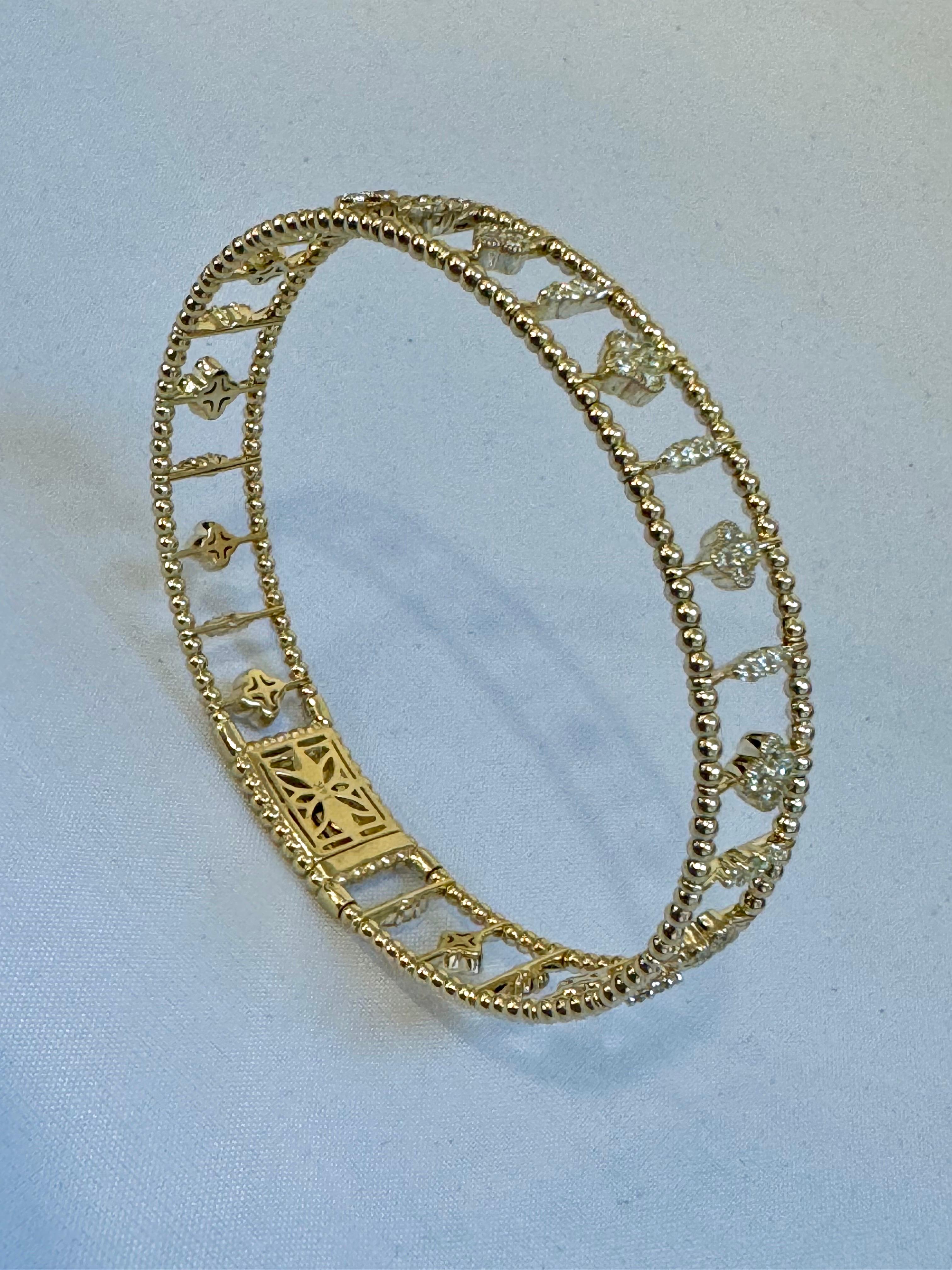 Round Cut 2 Ct Brilliant Cut Diamond Metro Women 14 Kt Yellow Gold Diamond Bangle Bracelet