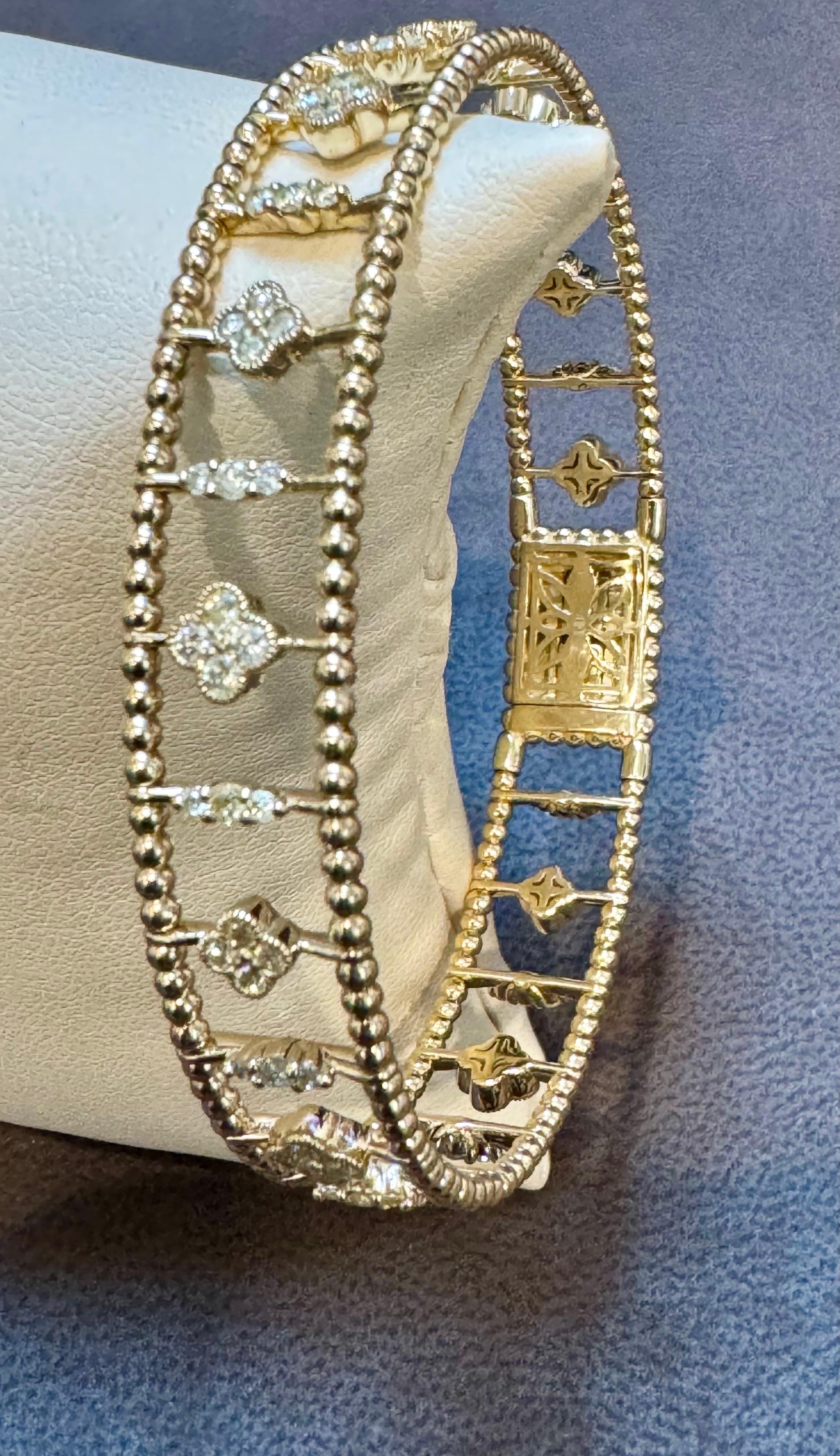 2 Ct Brilliant Cut Diamond Metro Women 14 Kt Yellow Gold Diamond Bangle Bracelet 3