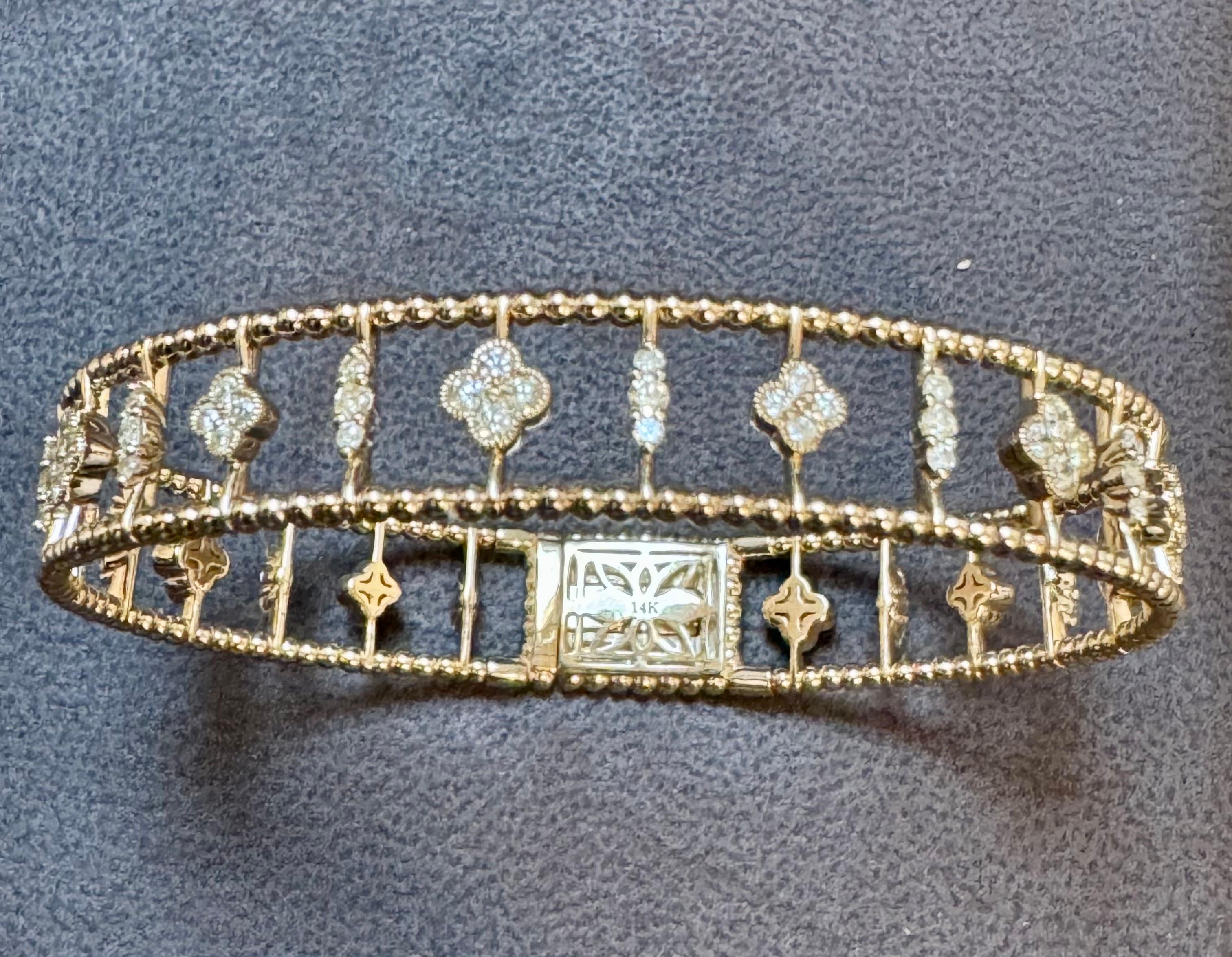 2 Ct Brilliant Cut Diamond Metro Women 14 Kt Yellow Gold Diamond Bangle Bracelet 4