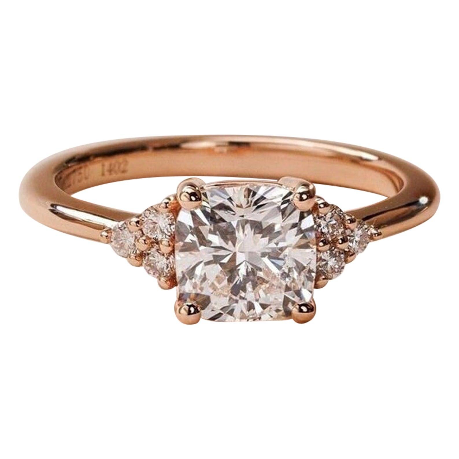 2 CT Cushion Cut Moissanite Engagement 14k rose gold Gift For Her.