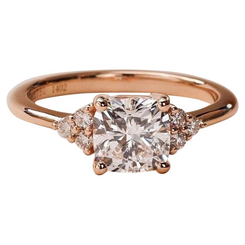 2 CT Cushion Cut Moissanite Engagement Ring 14k rose gold Gift For Her. For Sale