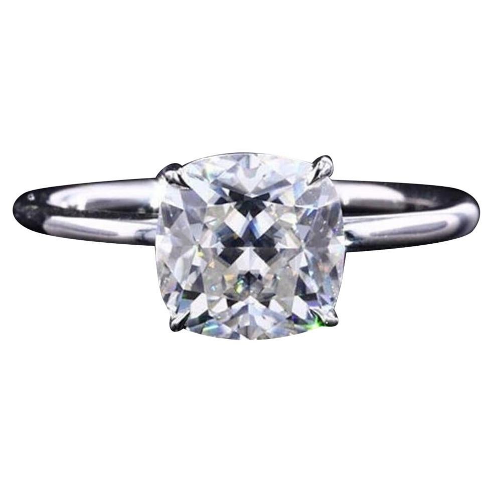 2 CT Cushion Cut Moissanite Engagement Ring 925 Sterling Silver Solitaire Ring.
