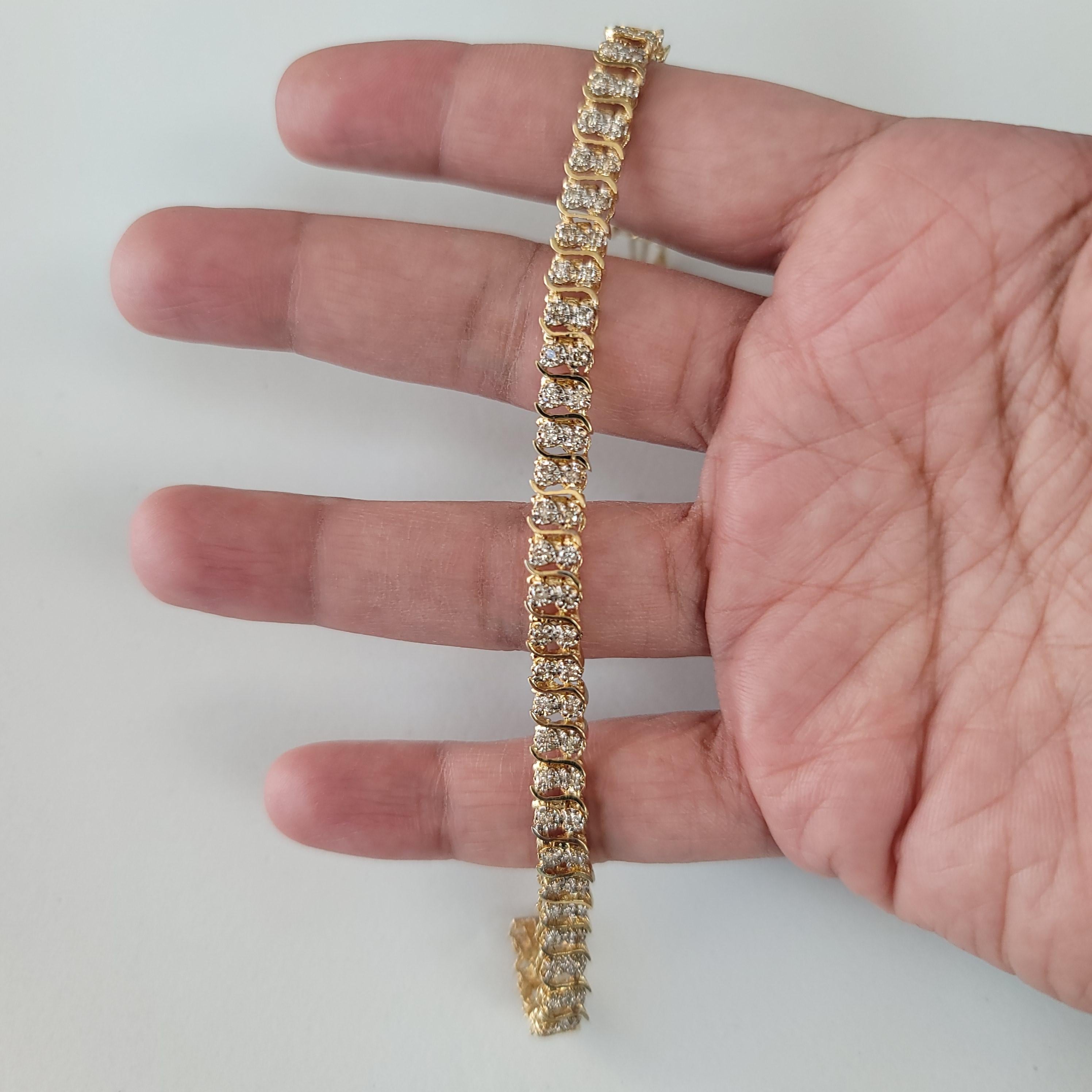 2 CT. Bracelets tennis à double rangée de diamants en or jaune 14 carats Neuf - En vente à Sugar Land, TX