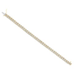2 CT. Bracciali tennis con diamanti a doppia fila stile S in oro giallo 14k