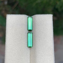 Par de turmalinas de 2 Ct, corte esmeralda, color verde menta, piedras preciosas para pendientes y joyería, 11 mm