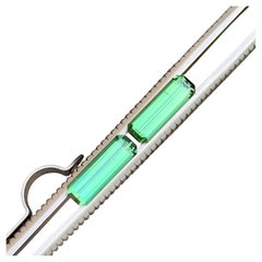 Par de turmalinas de 2 Ct, corte esmeralda, color verde menta, piedras preciosas para pendientes y joyería, 11 mm