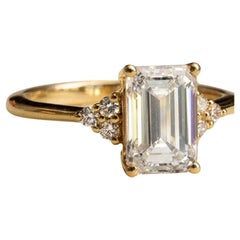 2 CT Emerald Cut Moissanite Solitaire Engagement Ring 925 Sterling Silver Ring.