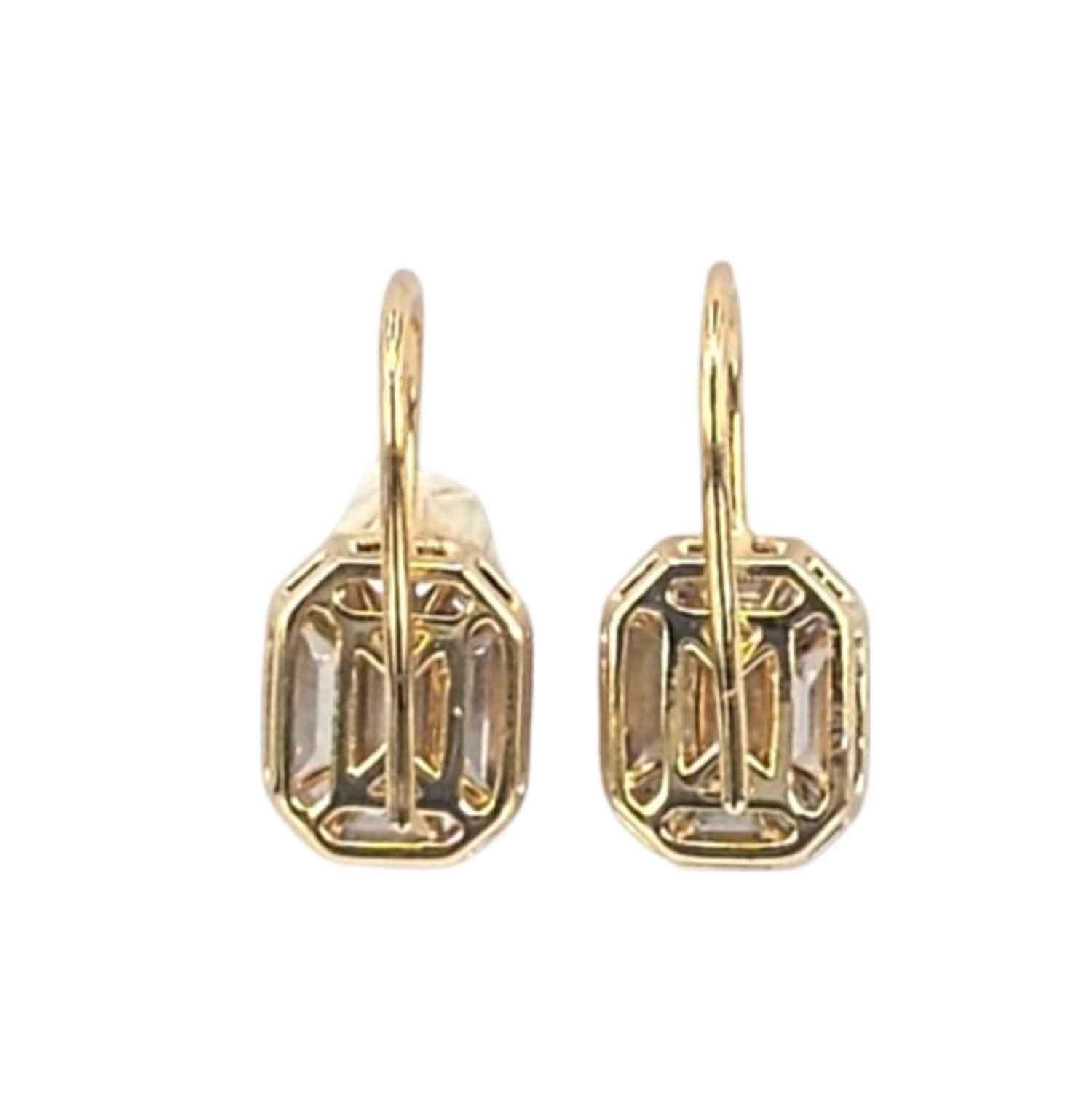 Artisan 2 Ct face up cluster diamond earrings with french wires For Sale