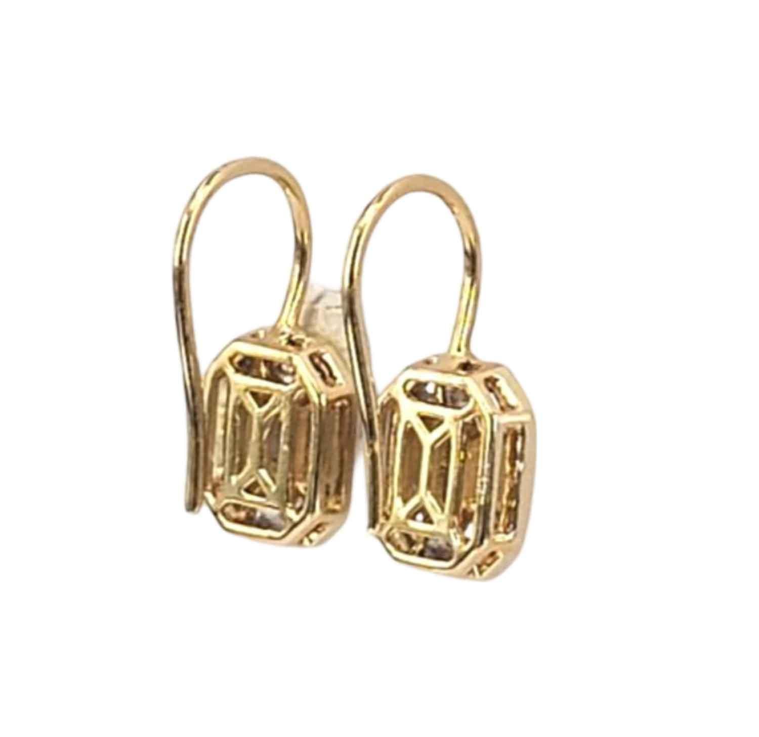 2 Karat facettierte Cluster-Diamanten-Ohrringe mit französischen Drähten (Gemischter Schliff) im Angebot