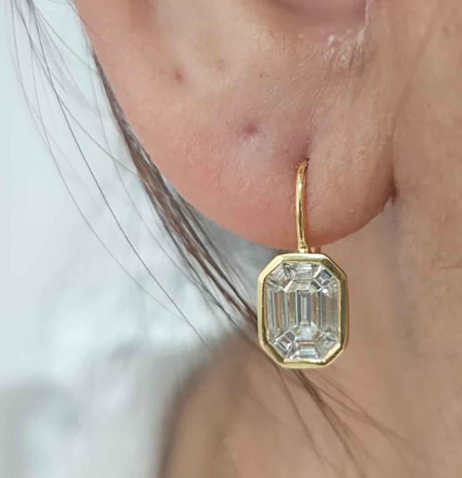 2 Karat facettierte Cluster-Diamanten-Ohrringe mit französischen Drähten für Damen oder Herren im Angebot