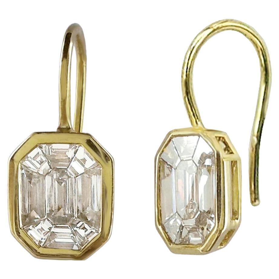 2 Karat facettierte Cluster-Diamanten-Ohrringe mit französischen Drähten im Angebot