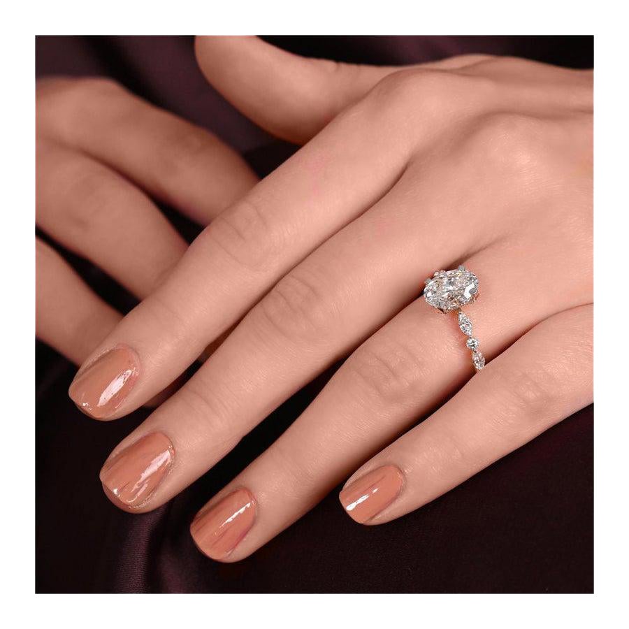 2 CT Hidden Halo Moissanite Ring 925 Sterling Silver Anniversary Ring For Her.