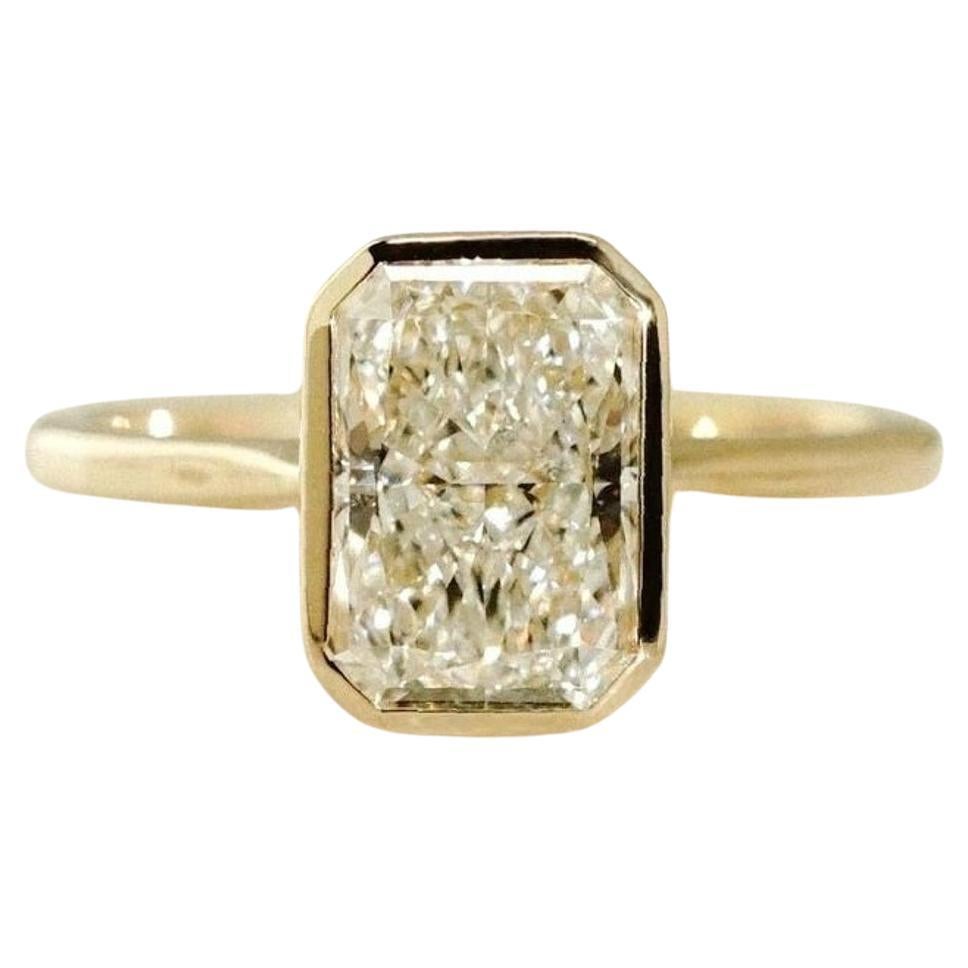 2 CT Moissanite Radiant Cut Solitaire Ring 925 Sterling Silver Wedding Gift.