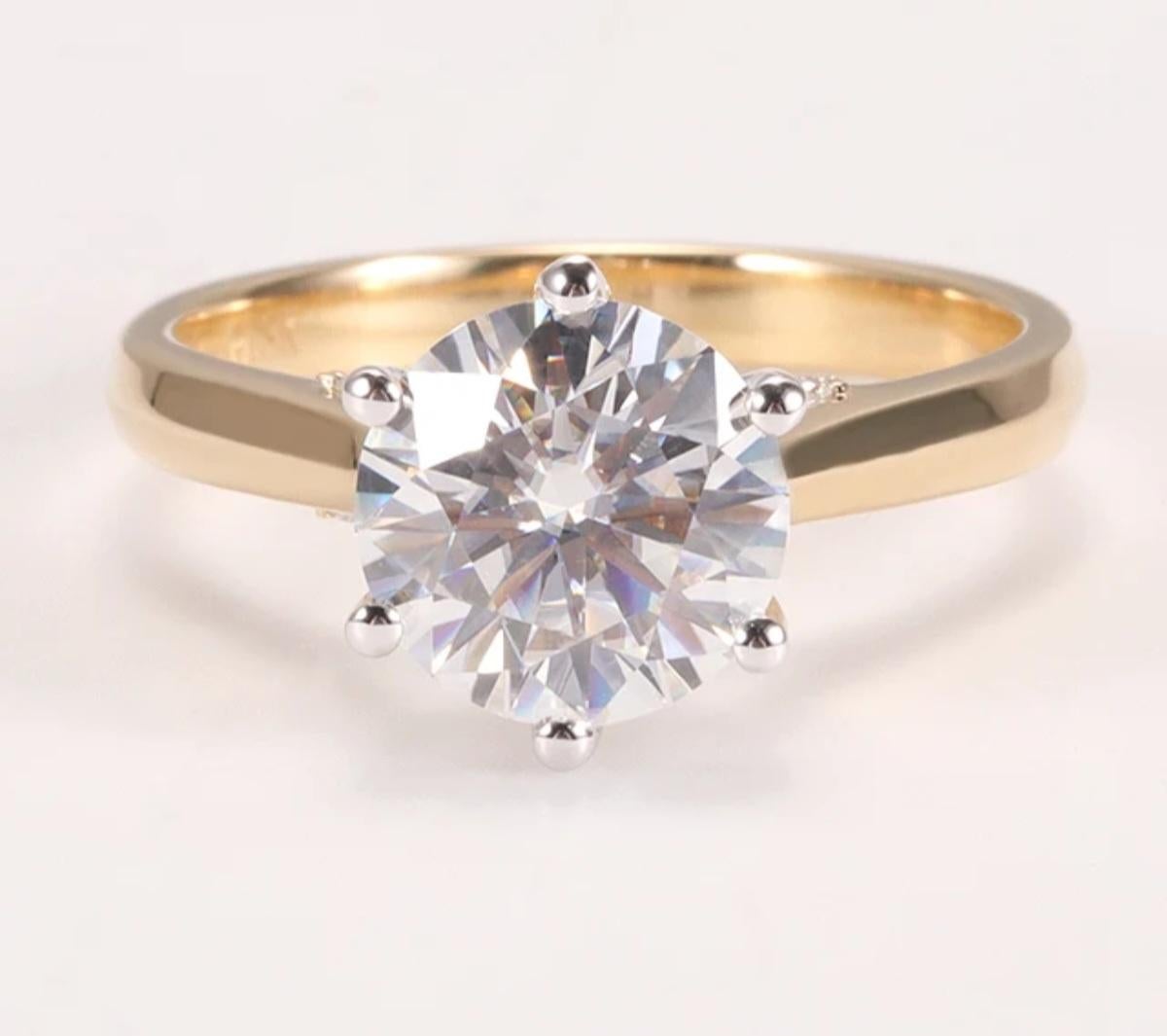 da uomo o donna Anello nuziale in argento da 2 ct Moissanite Regalo per lei Solitare  Anello.