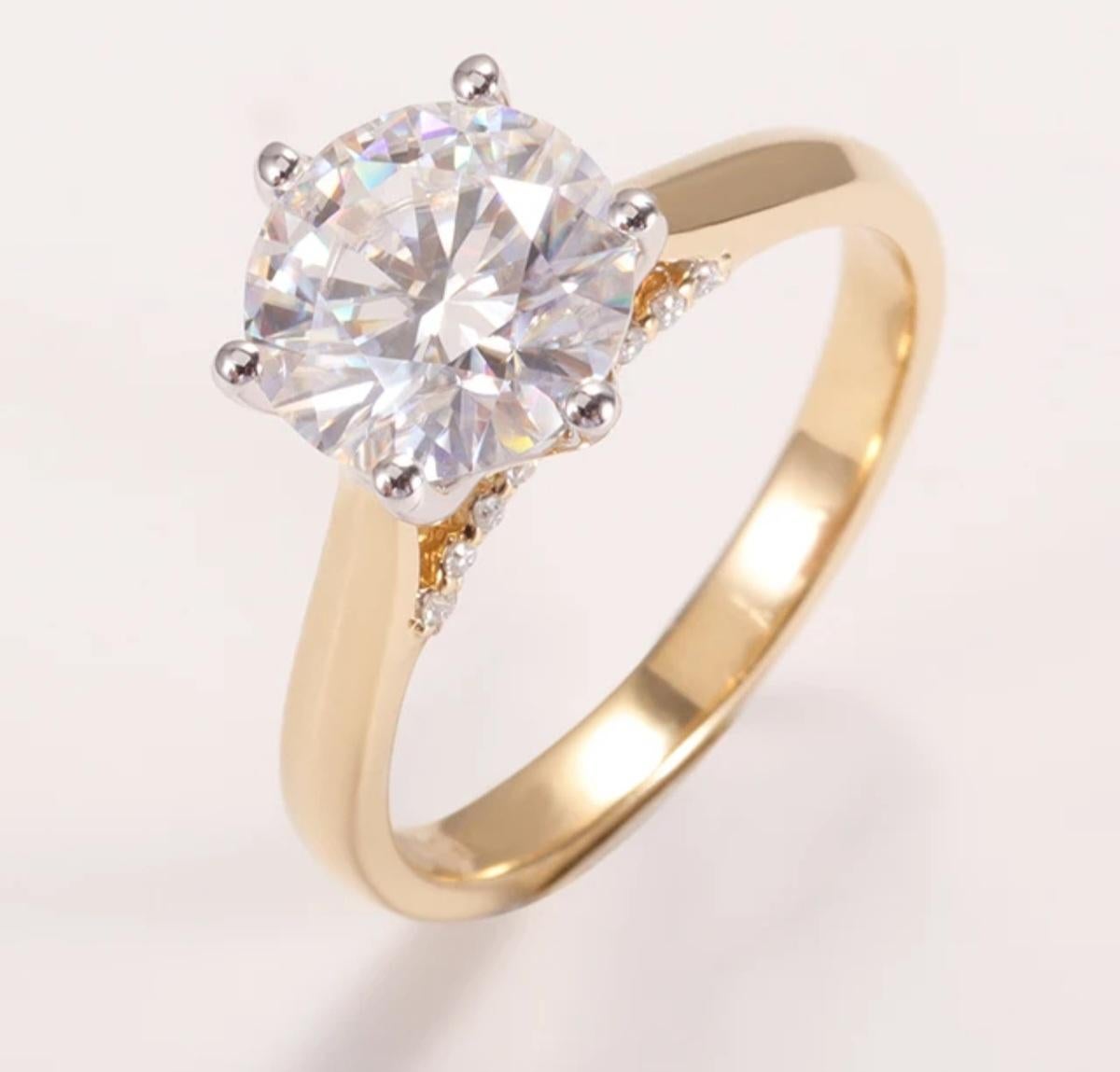 Anello nuziale in argento da 2 ct Moissanite Regalo per lei Solitare  Anello. 1