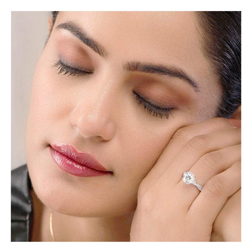 2 CT Moissanite Twisted Band Engagement Ring 925 Sterling Silver Wedding Gift.