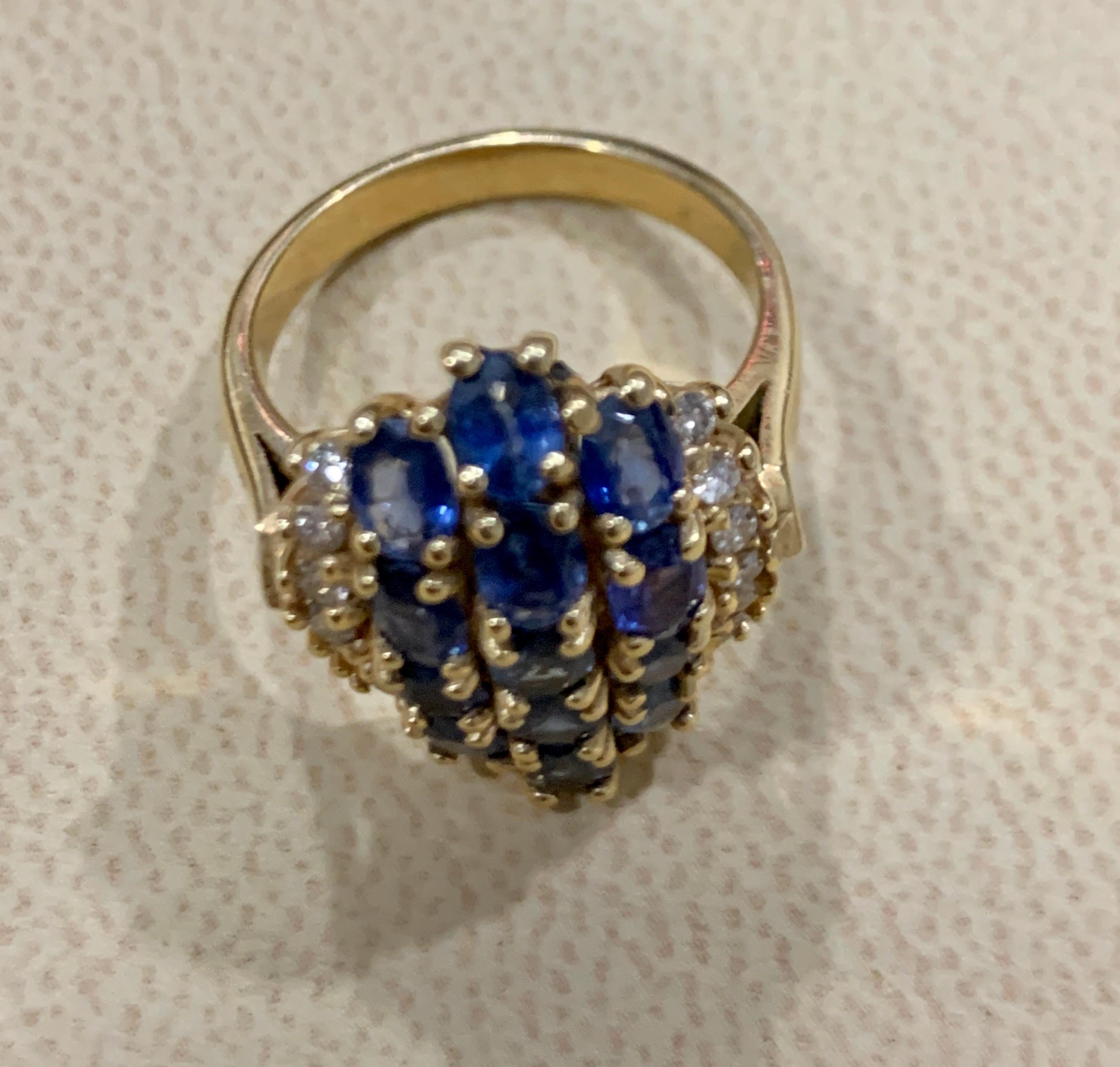 2 Carat Oval Blue Sapphire and Diamond Cocktail Ring in 14 Karat Gold Estate For Sale 9
