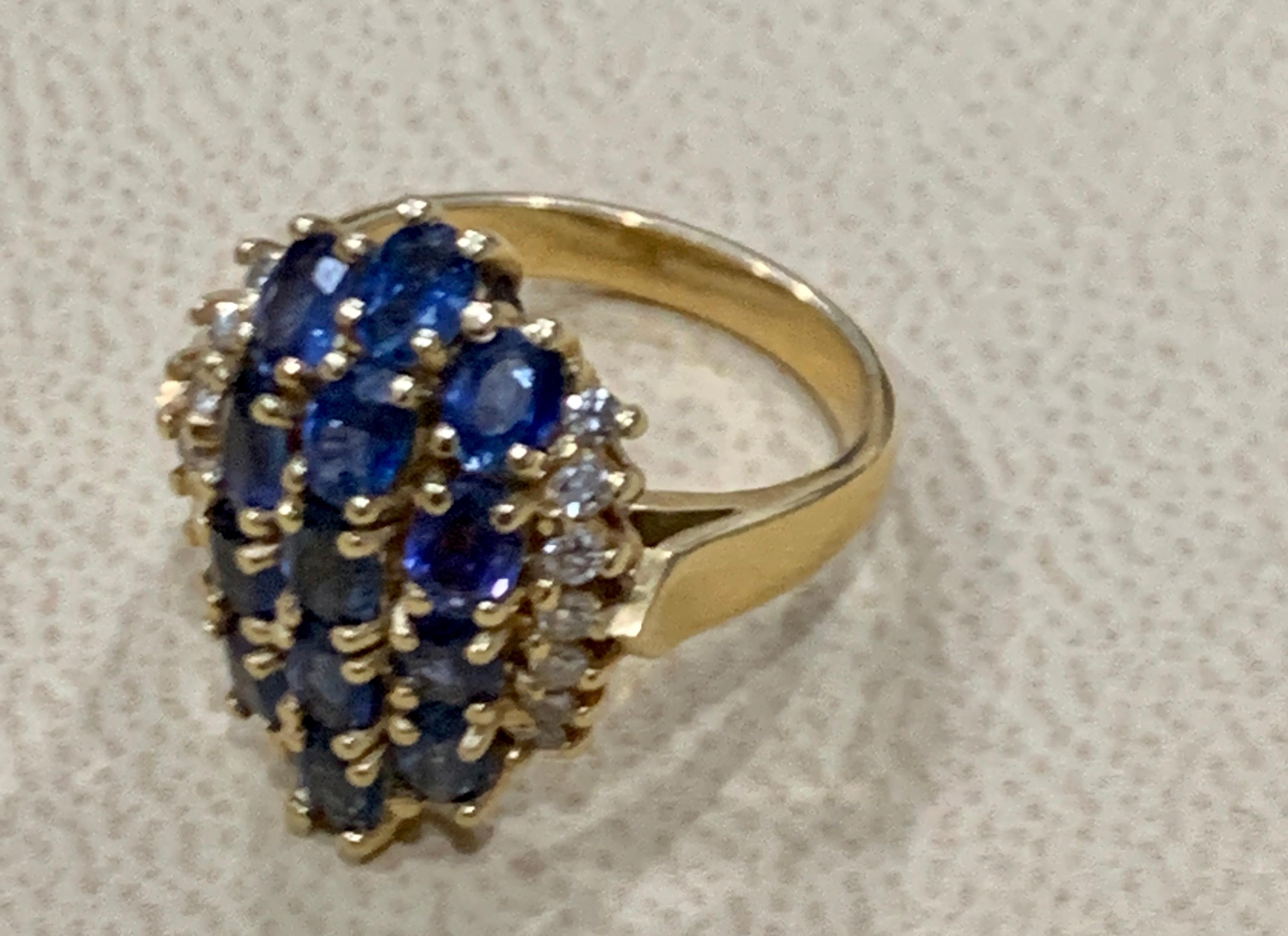 2 Carat Oval Blue Sapphire and Diamond Cocktail Ring in 14 Karat Gold Estate For Sale 12